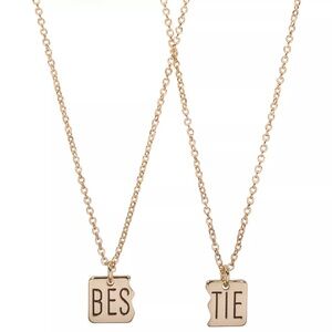 LC Lauren Conrad "Bestie" Broken Dog Tag Necklace Set